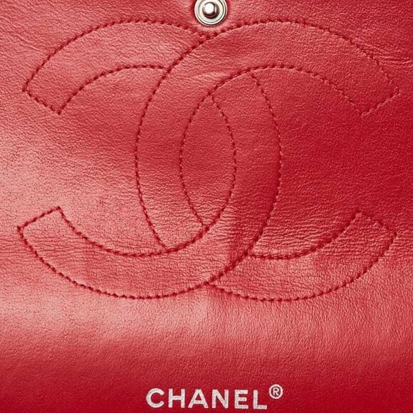 Chanel Red Quilted Patent Leather Classic Maxi Double Flap Bag - Picture 5 of 10